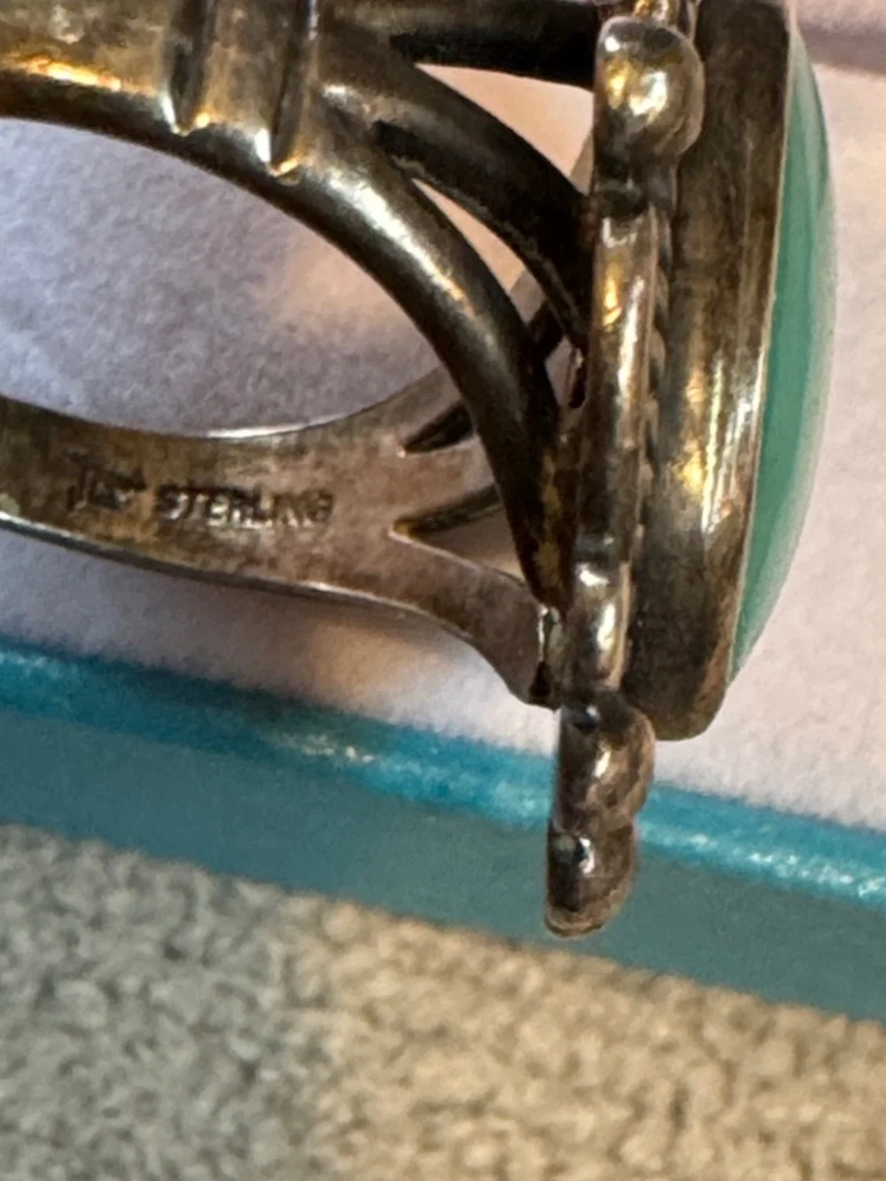 Vintage Teal Oval Stone Ring - Vintage Women Jewelry sterling silver